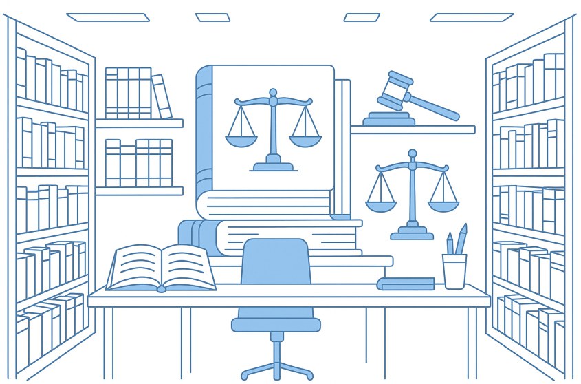 Modern online notary library illustration